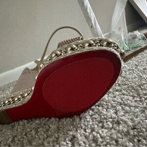 Christian Louboutin Cream and Red Stiletto Heels
